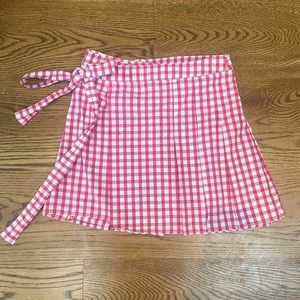 Burberry Pink Gingham Pleated Wrap Skirt plaid cute authentic RARE small SUMMER